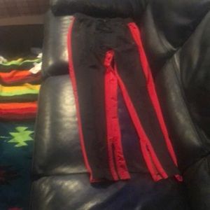 Ninth hall large black joggers with red stripe